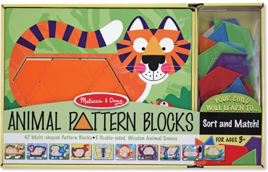 Melissa & Doug รุ่น 4382 Animal Pattern Blocks  ชุดต่อรูปทรงเรขาคณิต ส่งเสริมการแยกแยะ สี รูปร่าง